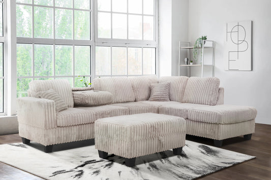 Brand New Sectional w/Drop-Down Cup Holders & Ottoman (3 Colors)