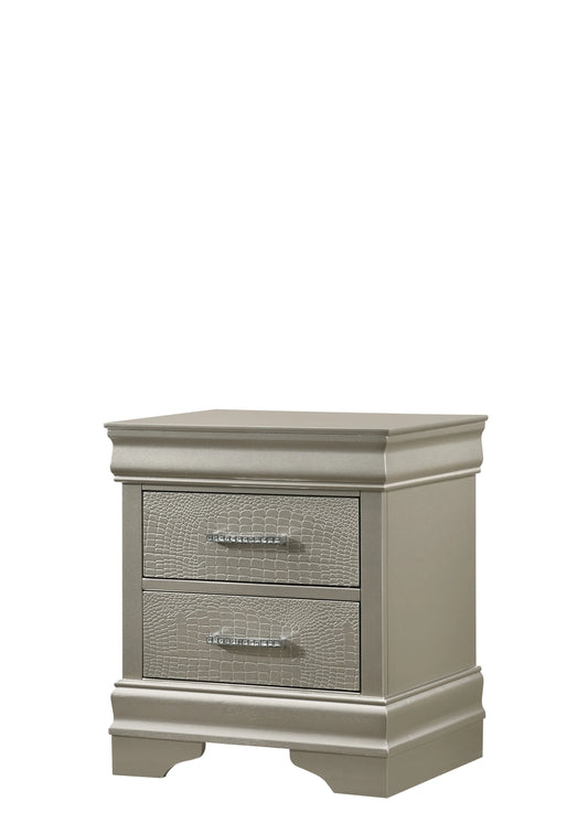 Brand New Silver 2 Drawer Nightstand