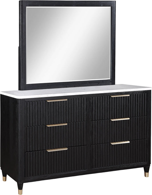 Brand New Black Dresser w/White Faux Marble Top (Optional Mirror)