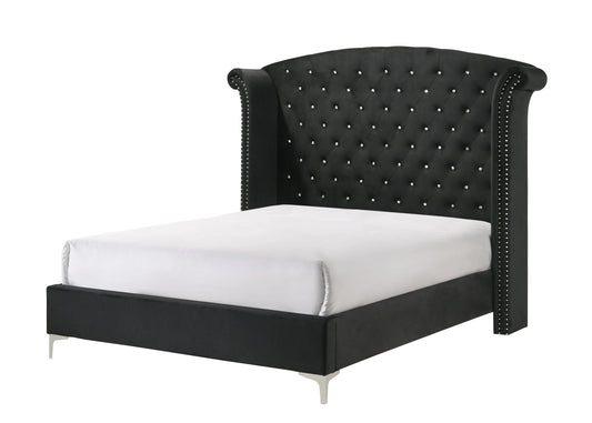 Brand New 4pc Black Fabric Bedroom Set (Queen or King)