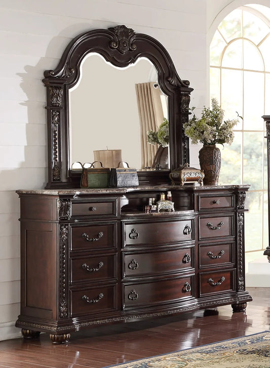 Brand New 9 Drawer Cherry Dresser w/Marble Top (Optional Mirror)