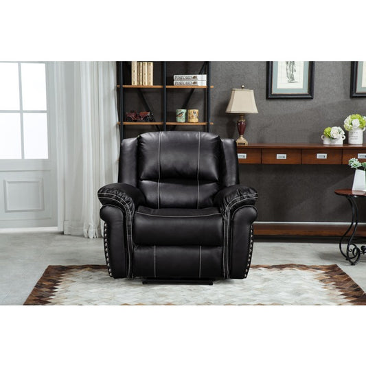 Brand New Black Air Leather Power USB Recliner Chair w/ Stitching Design