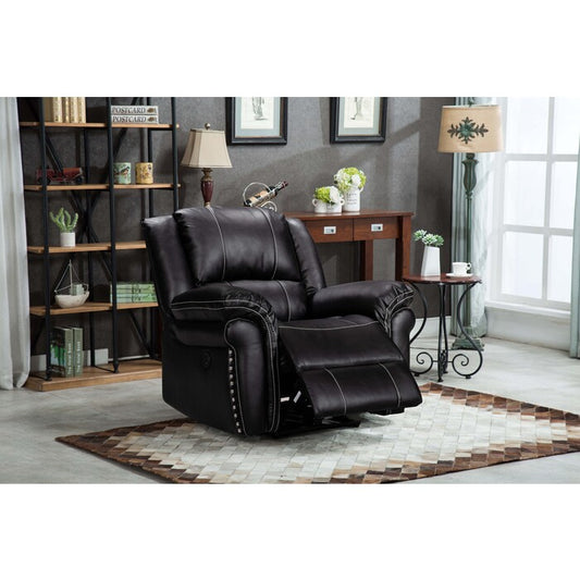 Brand New Black Air Leather Power USB Recliner Chair w/ Stitching Design