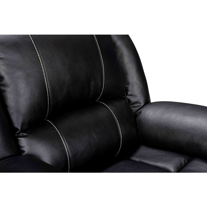 Brand New 3pc Black Air Leather Power USB Recliners w/ Stitching Sofa SET