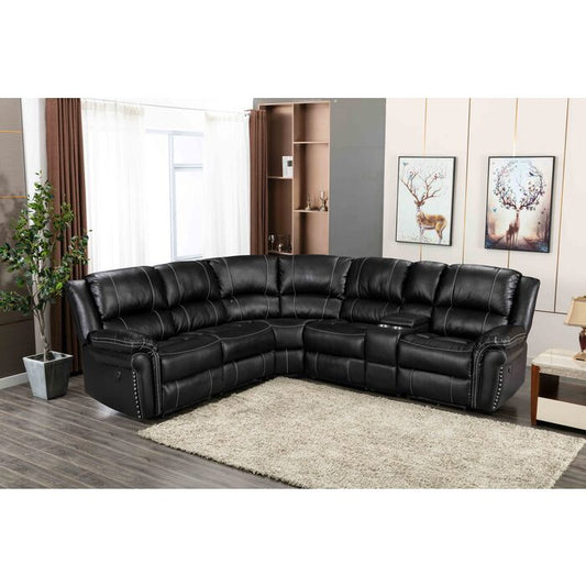 Brand New Black Air Leather Power Modular Recliners Sectional Sofa w/ USB