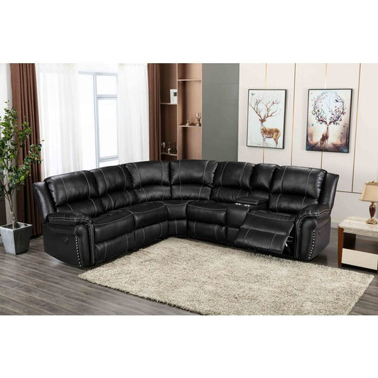 Brand New Black Air Leather Power Modular Recliners Sectional Sofa w/ USB
