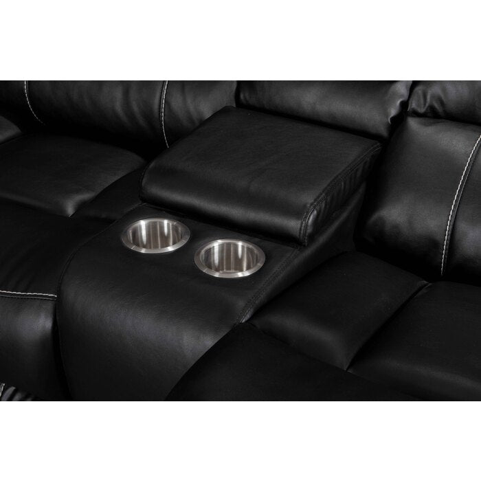 Brand New Black Air Leather Power Modular Recliners Sectional Sofa w/ USB