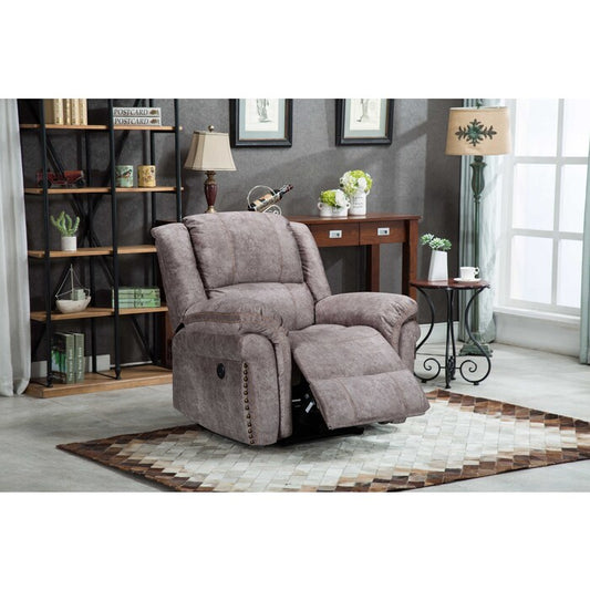 Brand New Fabric USB Power Recliner with Pillow Top Chair with Stitching & Nail Heads Design (2 Colors)