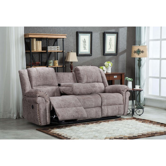 Velvet Power USB Recliners Sofa w/ Stitching Design (Grey or Brown)