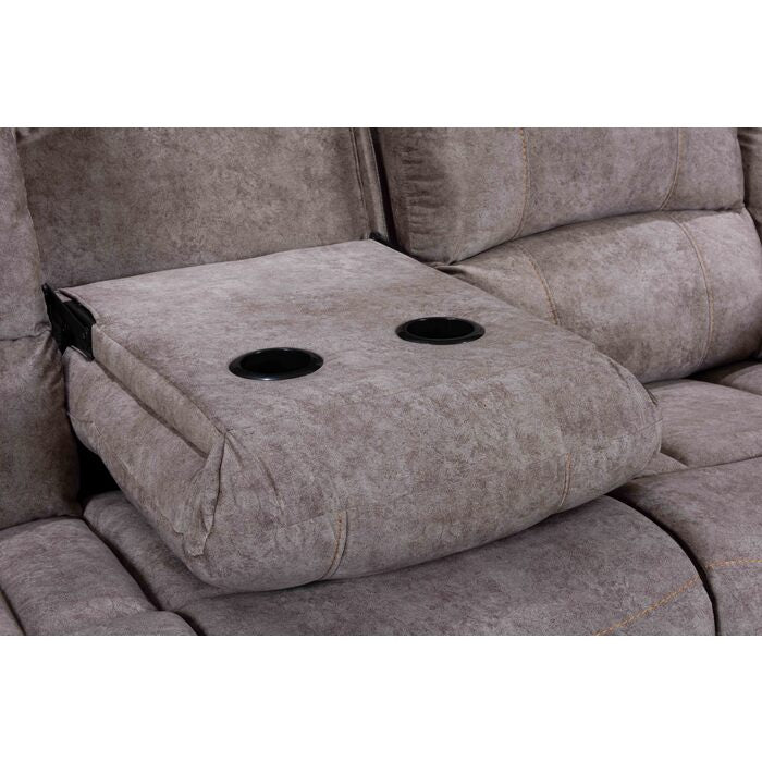 Velvet Power USB Recliners Sofa w/ Stitching Design (Grey or Brown)