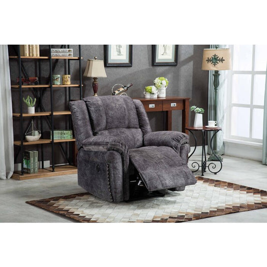 Brand New Fabric USB Power Recliner with Pillow Top Chair with Stitching & Nail Heads Design (2 Colors)