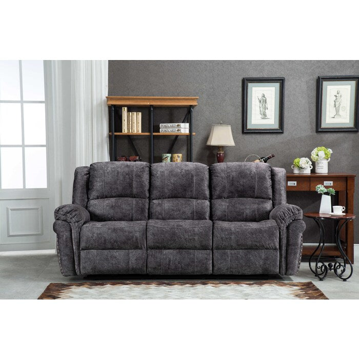 Velvet Power USB Recliners Sofa w/ Stitching Design (Grey or Brown)