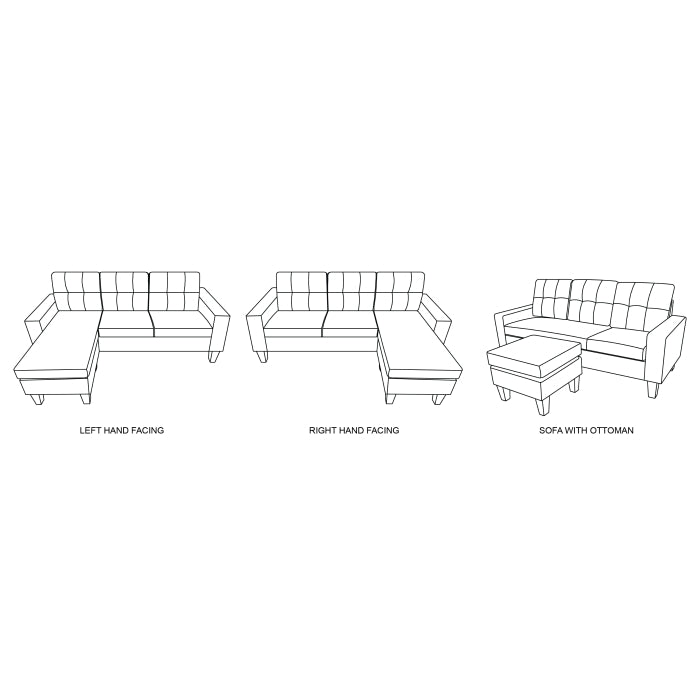 Brand New Small Sofa With Reversible Chaise (4 Colors)