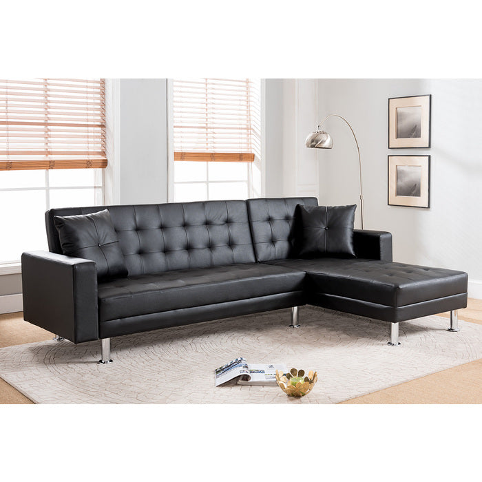 Brand New Black Faux Leather Adjustable Sofa Bed