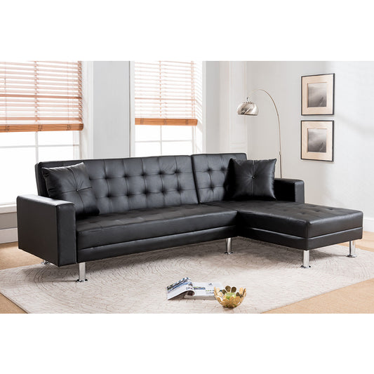 Brand New Black Faux Leather Adjustable Sofa Bed