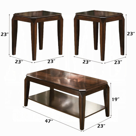 Brand New Walnut Finish 3pc Coffee & End Table Set