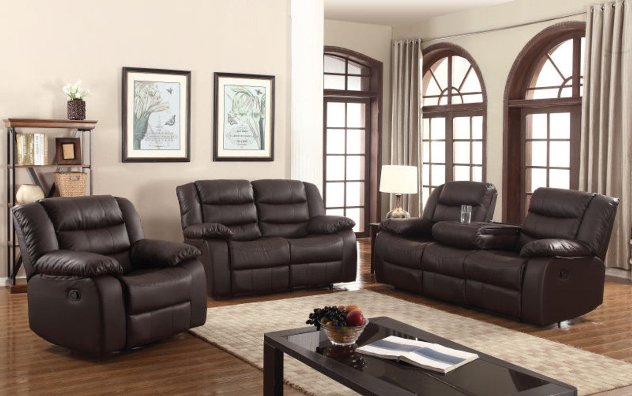 Brand New 3pc Bonded Leather Reclining Sofa Set (2 Colors)