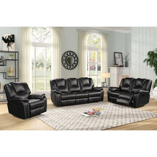 Brand New Black 3pc Bonded Leather Sofa Set