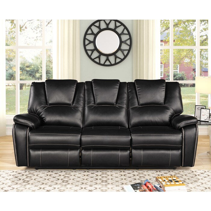 Brand New Black 3pc Bonded Leather Sofa Set
