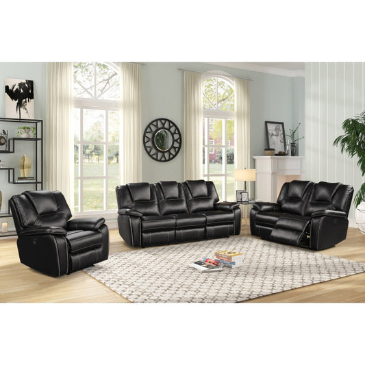 Brand New 3pc Black POWER Reclining Sofa Set