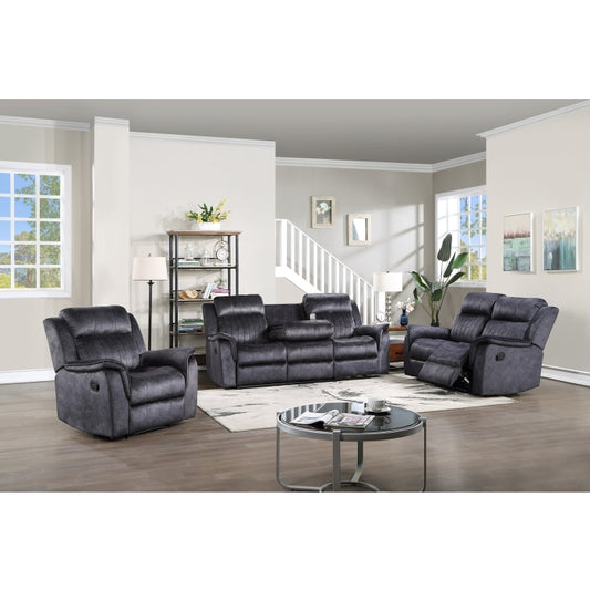 Brand New 3pc Reclining Sofa Set (Dark Grey/ Blue Grey)