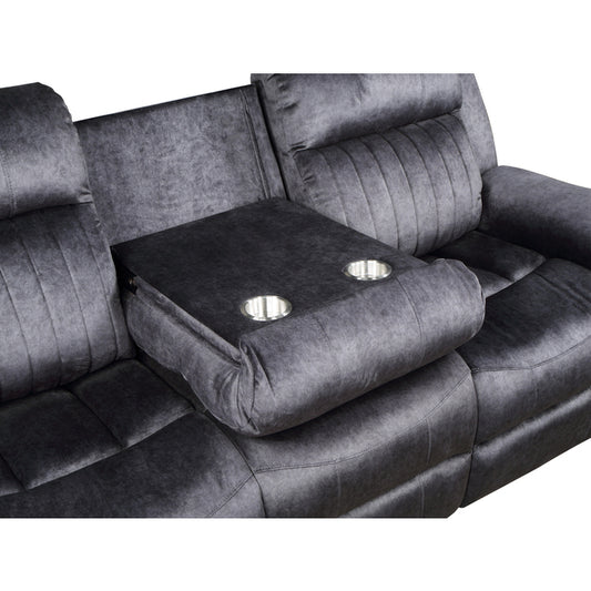 Brand New Fabric Manual Recliners Sofa w/ Drop Down Tray (Dark Grey or Blue Grey)