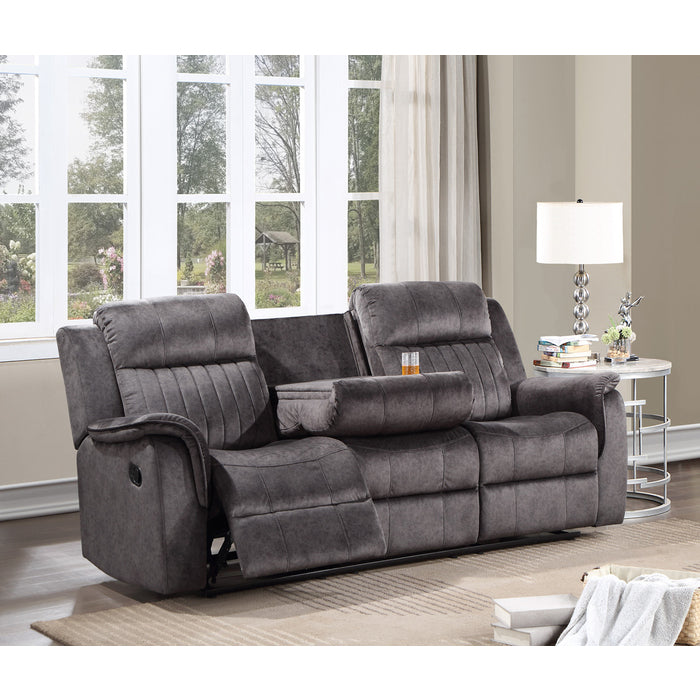 Brand New Fabric Manual Recliners Sofa w/ Drop Down Tray (Dark Grey or Blue Grey)