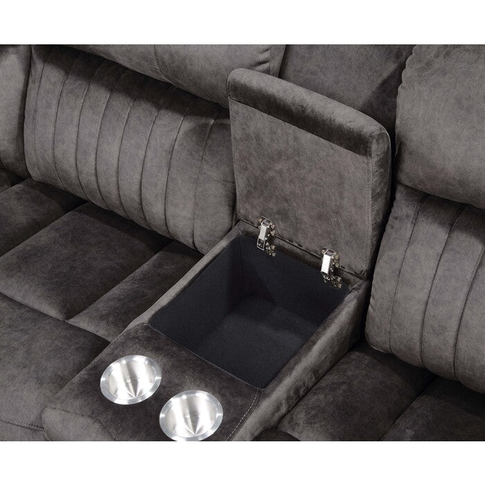 Brand New DARK GRAY Fabric Reversible Sectional Sofa Manual Recliners