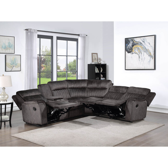 Brand New DARK GRAY Fabric Reversible Sectional Sofa Manual Recliners