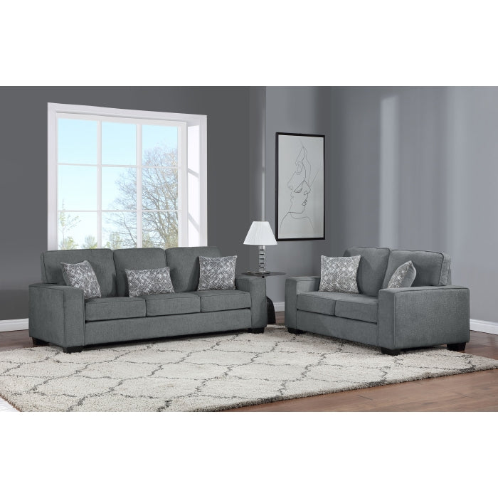 Brand New 2pc Fabric Plushy Cushioned Square Arm Sofa Set (3 Colors)