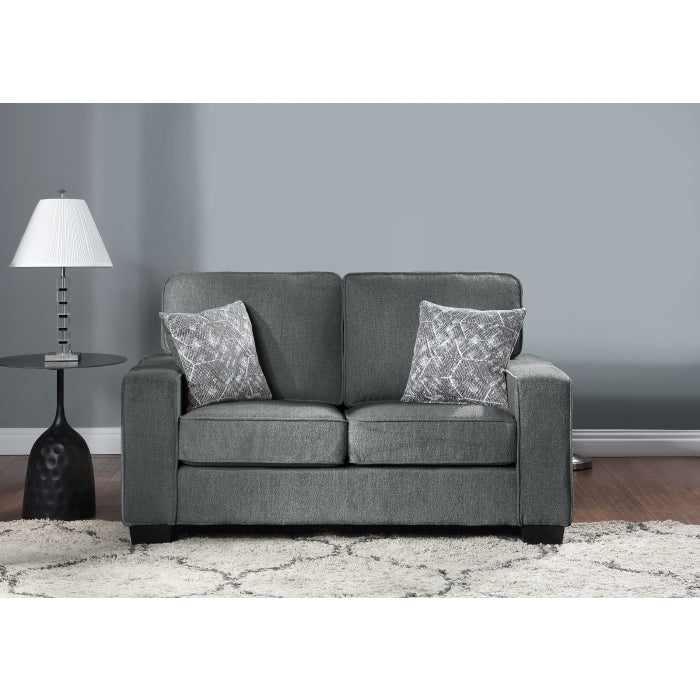 Brand New 2pc Fabric Plushy Cushioned Square Arm Sofa Set (3 Colors)