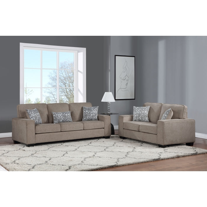 Brand New 2pc Fabric Plushy Cushioned Square Arm Sofa Set (3 Colors)