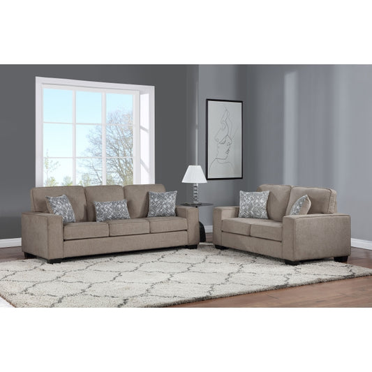 Brand New 2pc Fabric Plushy Cushioned Square Arm Sofa Set (3 Colors)