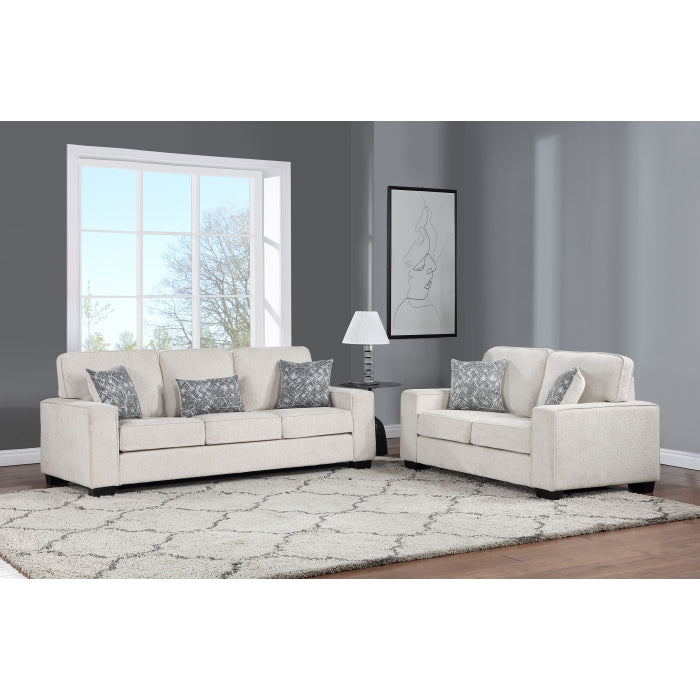 Brand New 2pc Fabric Plushy Cushioned Square Arm Sofa Set (3 Colors)