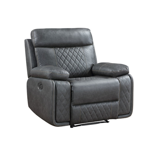 Brand New Grey Breathable Air Leather Manual Reclining Chair