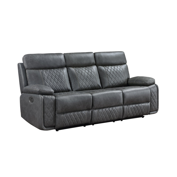 Brand New Grey Breathable Air Leather Manual Reclining Sofa