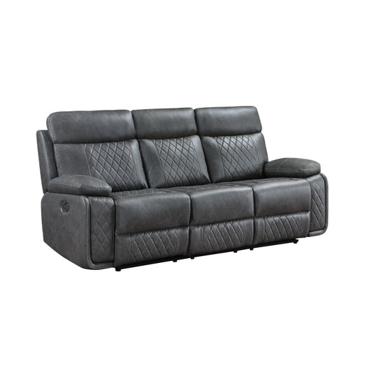 Brand New Grey Breathable Air Leather Manual Reclining Sofa