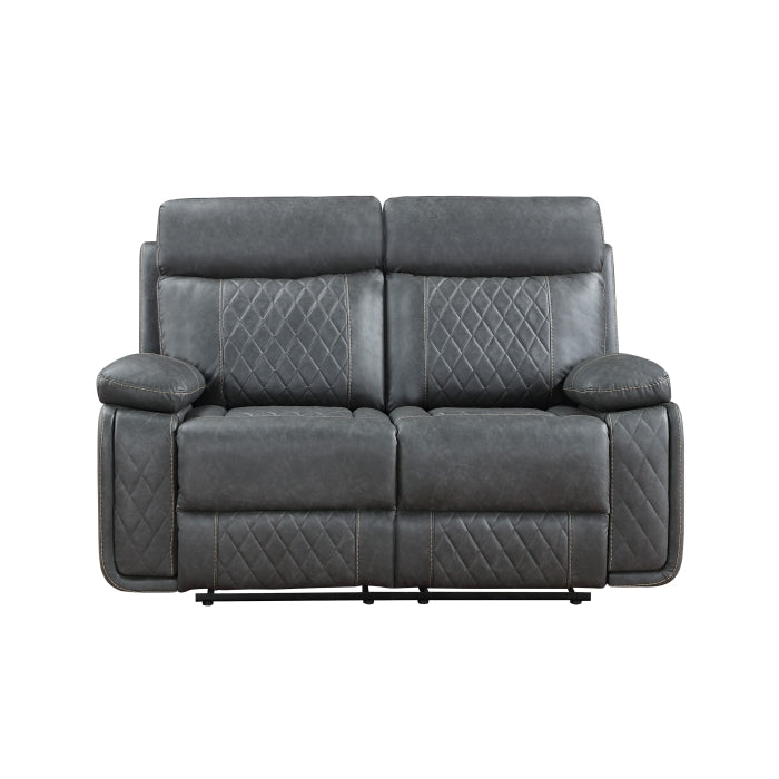 Brand New Grey Breathable Air Leather Power USB Recliners Loveseat