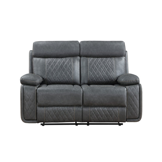 Brand New Grey Breathable Air Leather Power USB Recliners Loveseat