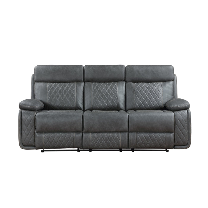 Brand New Grey Breathable Air Leather Power USB Recliner Sofa