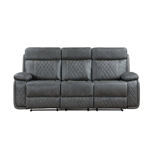 Brand New Grey Breathable Air Leather Power USB Recliner Sofa