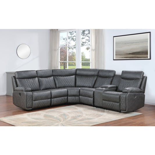 Brand New Grey Breathable Air Leather Modular Manual Recliner Sectional