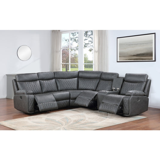 Brand New Grey Breathable Air Leather Modular Manual Recliner Sectional