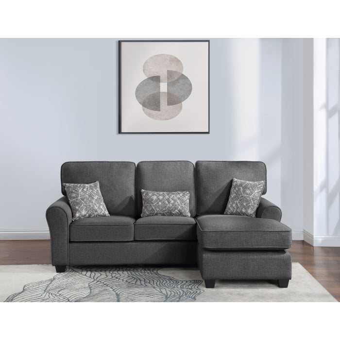 Brand New Reversible Fabric Plushy Cushioned Flared Round Arm Sectional Sofa (3 Colors)