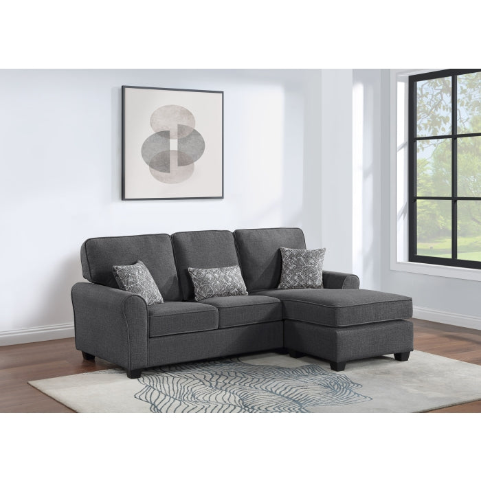 Brand New Reversible Fabric Plushy Cushioned Flared Round Arm Sectional Sofa (3 Colors)