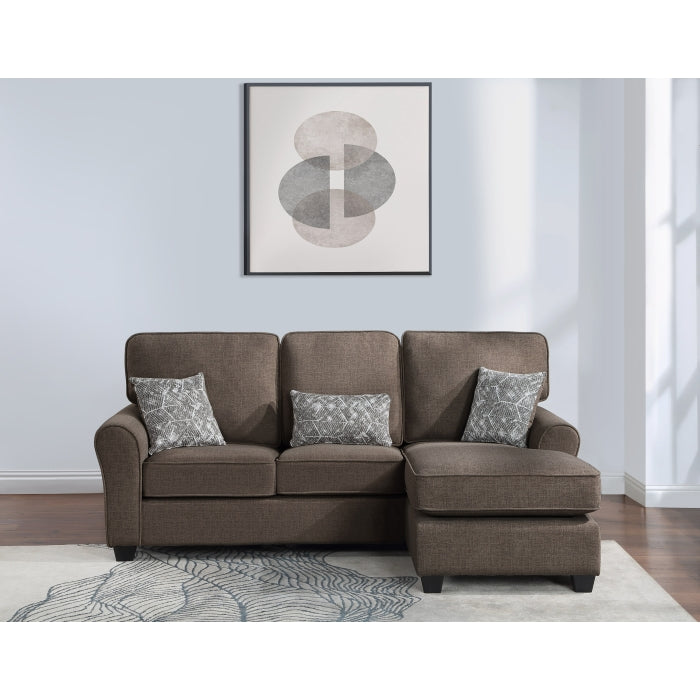 Brand New Reversible Fabric Plushy Cushioned Flared Round Arm Sectional Sofa (3 Colors)