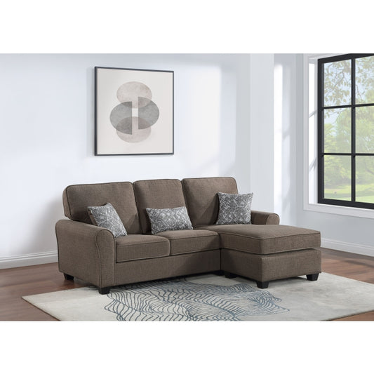 Brand New Reversible Fabric Plushy Cushioned Flared Round Arm Sectional Sofa (3 Colors)