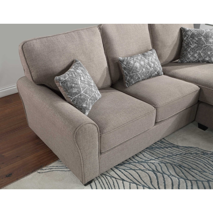 Brand New Reversible Fabric Plushy Cushioned Flared Round Arm Sectional Sofa (3 Colors)