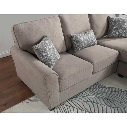 Brand New Reversible Fabric Plushy Cushioned Flared Round Arm Sectional Sofa (3 Colors)