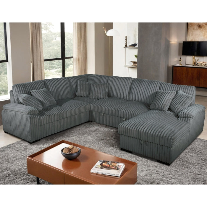Brand New Sectional with Storage Chaise and Pull-out Bed (5 Colors)